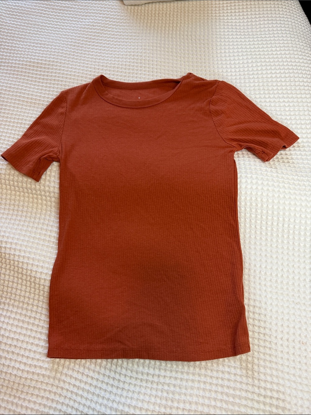 a new day Rust Ribbed Short Sleeve Tee